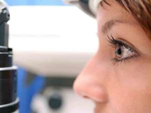 Side profile image of a woman's eye.