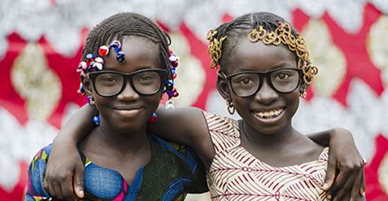 Image of young girls wearing glasses. 