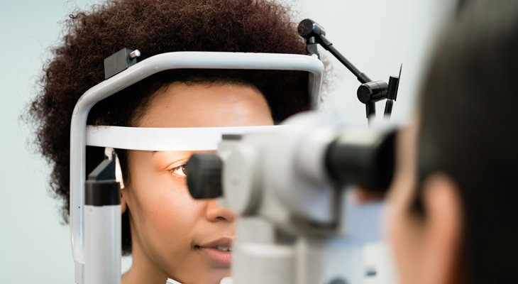 person having eyes examined