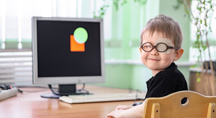 Child with eye patch
