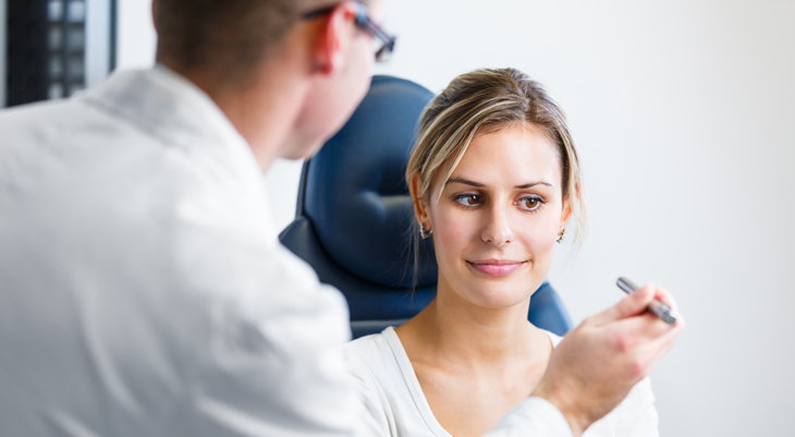 Women having eyes examined